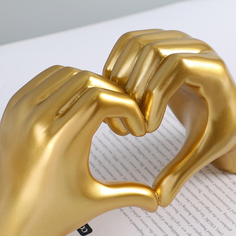Heart Hands Sculpture, Gold
