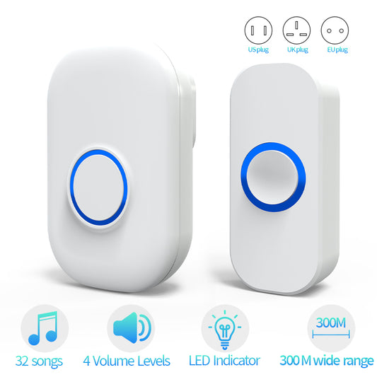Wireless Doorbell with 2 Receivers / with 1 Receiver (2 Color Options)