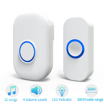 Wireless Doorbell with 2 Receivers / with 1 Receiver (2 Color Options)