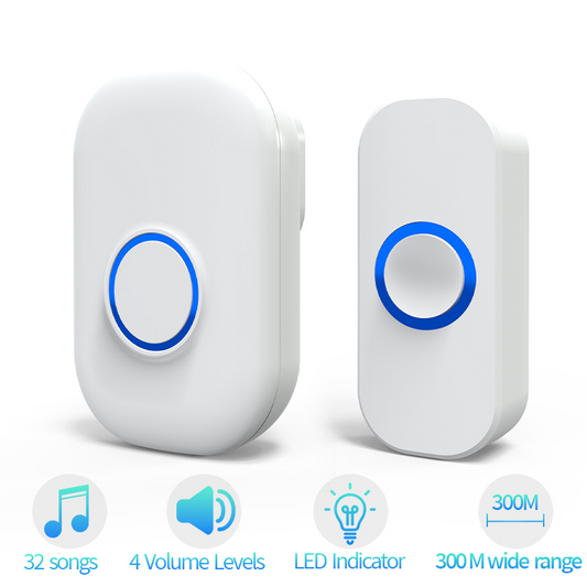 Wireless Doorbell with 2 Receivers / with 1 Receiver (2 Color Options)