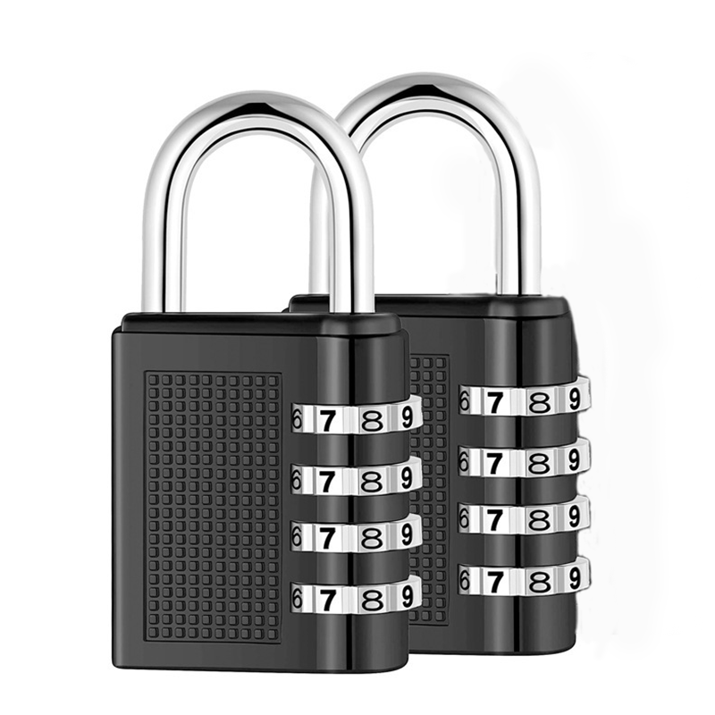 4 Digit Padlock Combination Lock 4 Units, Black