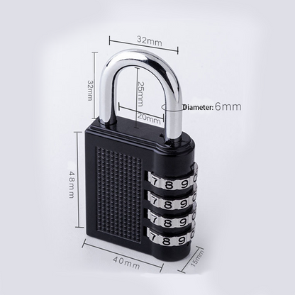 4 Digit Padlock Combination Lock 4 Units, Black