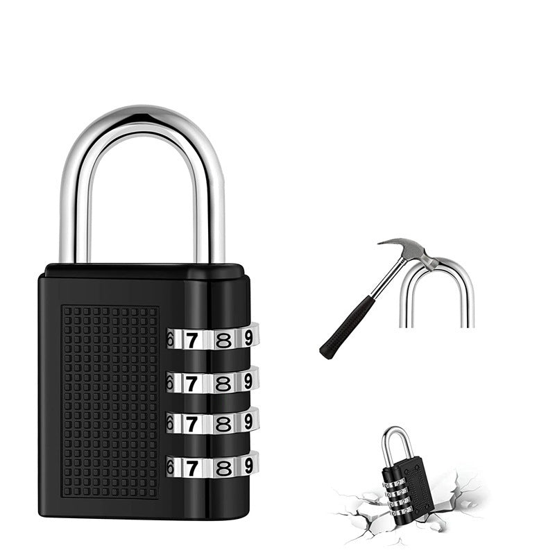 4 Digit Padlock Combination Lock 4 Units, Black