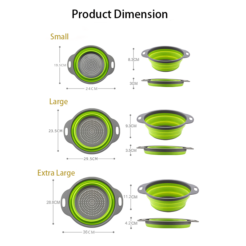 Colanders Ex Large 3-Piece Round Collapsible Colander – Weshop876
