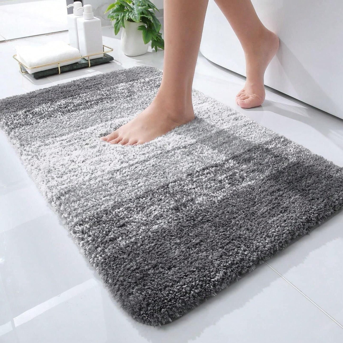 Super Soft Shaggy Bathroom Rugs 24"x16" / 30"x20", Gray