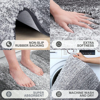 Super Soft Shaggy Bathroom Rugs 24"x16" / 30"x20", Gray