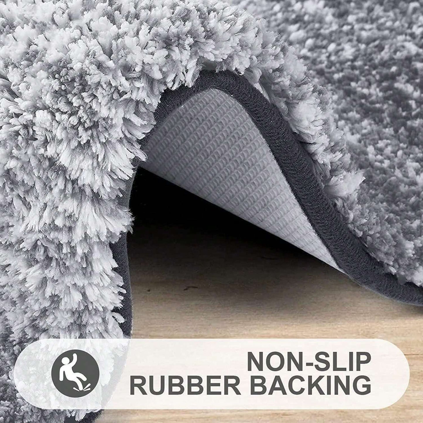 Super Soft Shaggy Bathroom Rugs 24"x16" / 30"x20", Gray
