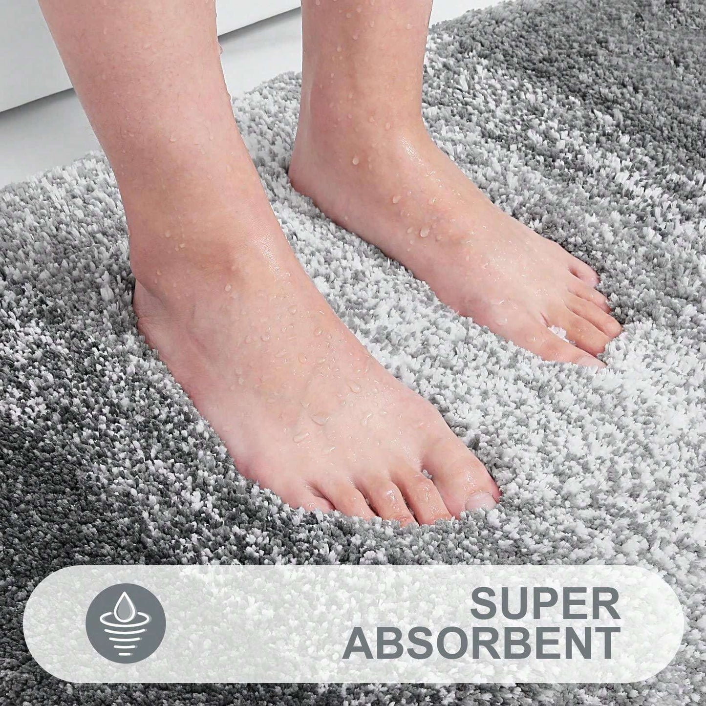 Super Soft Shaggy Bathroom Rugs 24"x16" / 30"x20", Gray