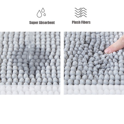 Chenille Bath Mat 20x32 Inches / 16x24 Inches, Grey