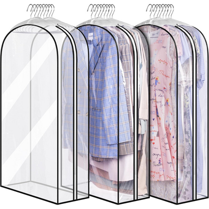 Clear Garment Bags for Hanging Clothes 3 Units 60x102x25.5cm
