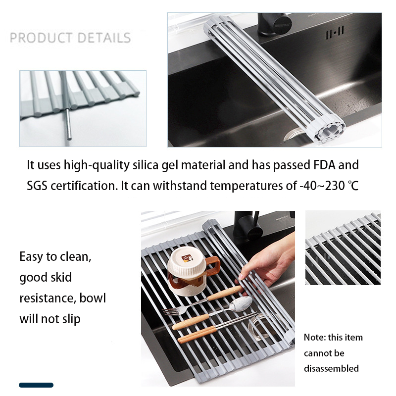 Silicone Wrapped Dish Drying Rack 43x33cm / 52x33cm, Gray