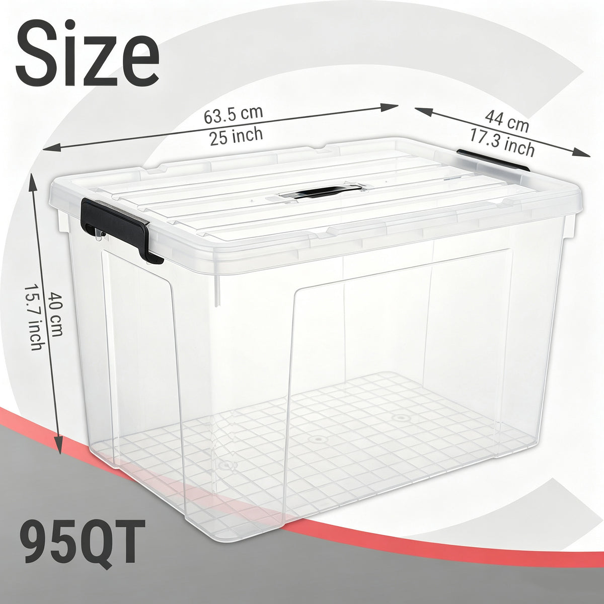 SINGLE PACK, Plastic Storage Boxes with Lids Organizing Container, PP Box for Home Office, Clear