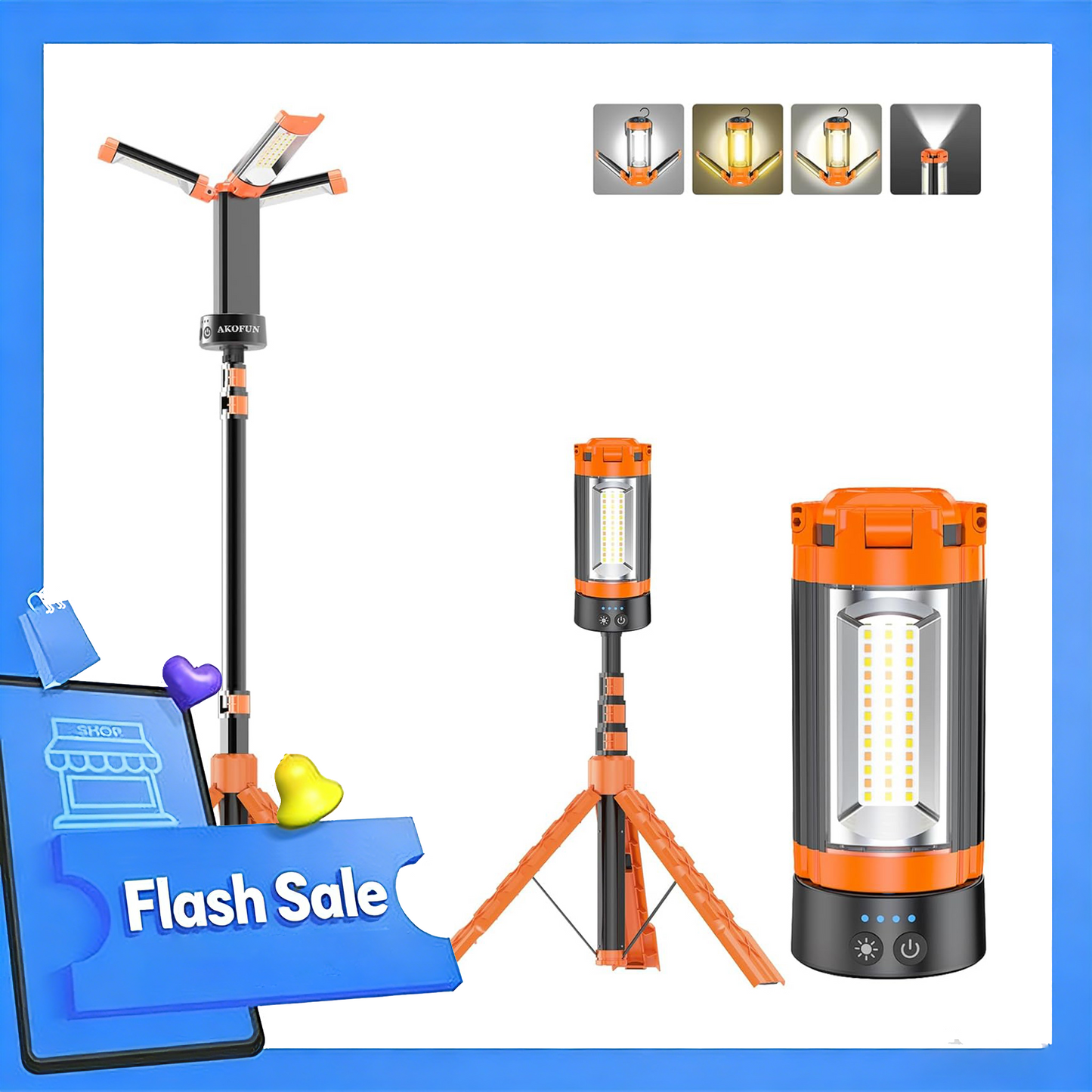 Camping Light with 79" Detachable Tripod