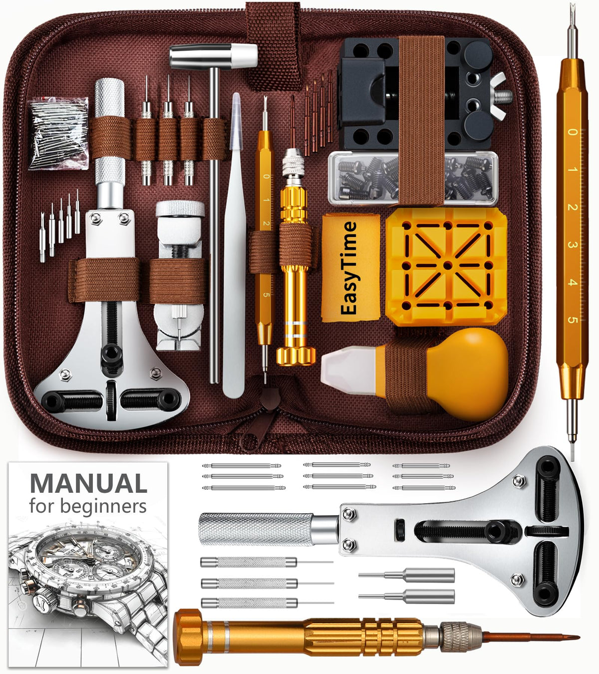Beginners Watch Repair Kit, 149PCS Pack, Tools for Link Removal and Battery Replacement