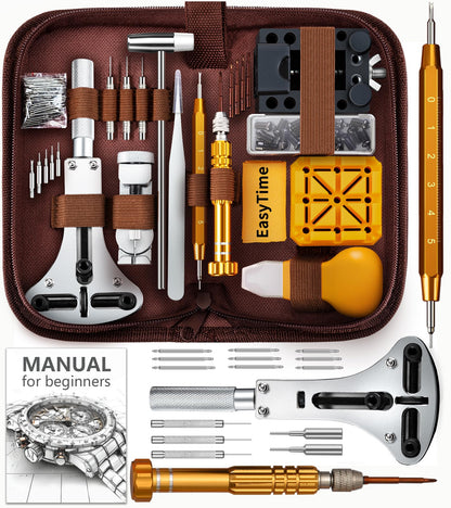 Beginners Watch Repair Kit, 149PCS Pack, Tools for Link Removal and Battery Replacement