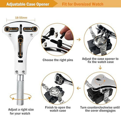 Beginners Watch Repair Kit, 149PCS Pack, Tools for Link Removal and Battery Replacement