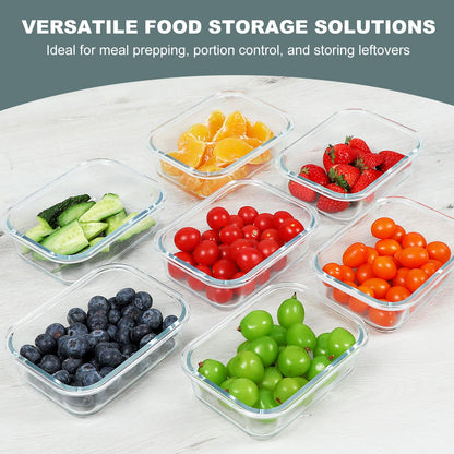 10pc 22oz/64ml Borosilicate Glass Storage Containers with Lids, Gray