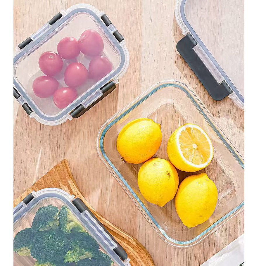 12pc Borosilicate Glass Storage Containers with Lids, Black