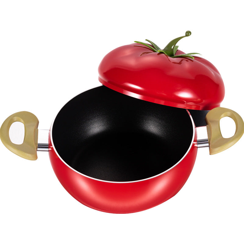 Fruit Vegetable Shaped Stock Pot with Lid, 8 Inch Nonstick Aluminum Alloy Soup Pot, Dual Handle Cookware for Induction & Gas Stove