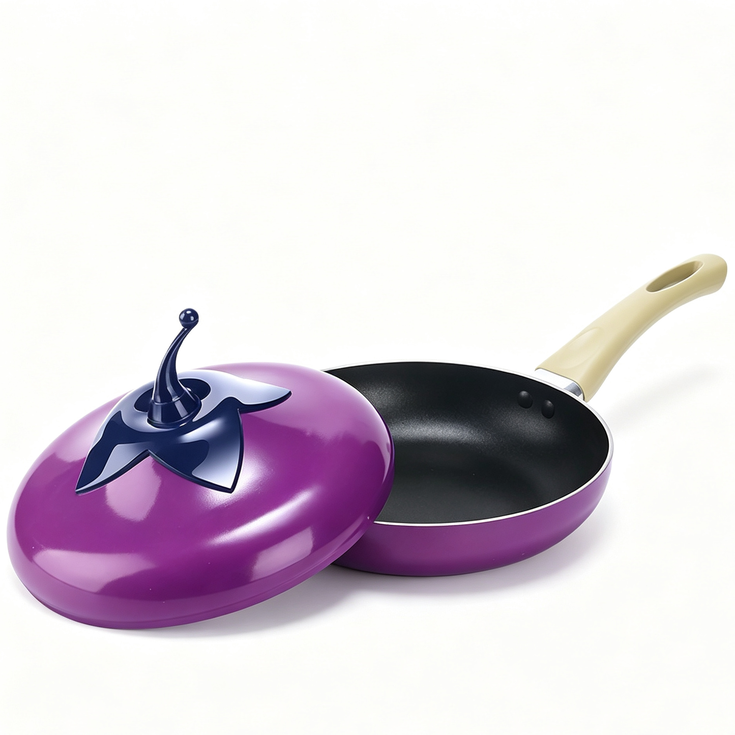 Fruit Tomato Shape Frying Pan with Lid Cooker Aluminum Alloy, Red