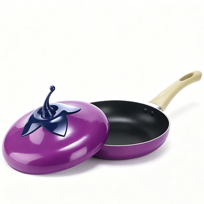 Fruit Tomato Shape Frying Pan with Lid Cooker Aluminum Alloy, Red