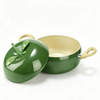 Fruit Vegetable Shaped Stock Pot with Lid, 8 Inch Nonstick Aluminum Alloy Soup Pot, Dual Handle Cookware for Induction & Gas Stove