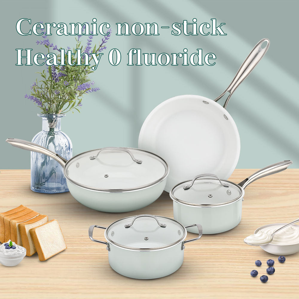 7-piece Ceramic Cookware Sets, Blue