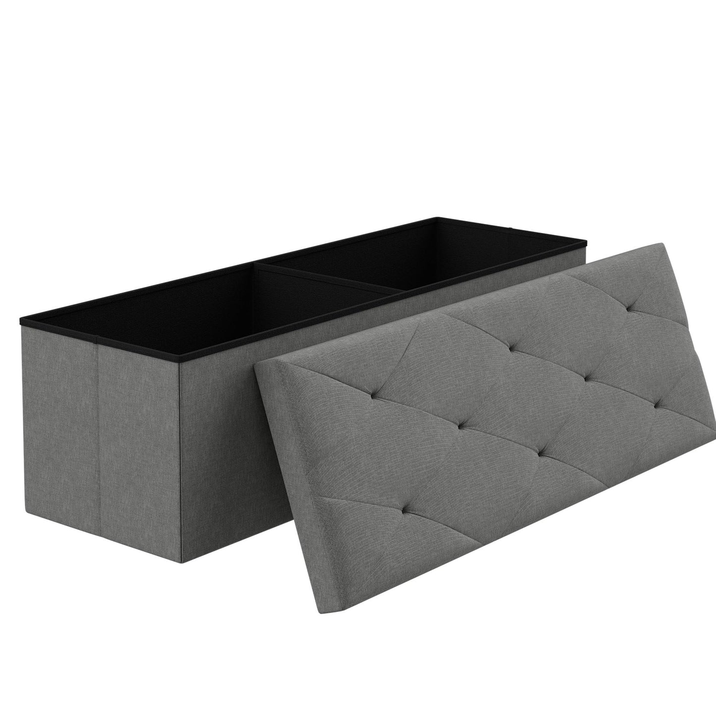 Large 43 Inch Long Folding Storage Ottoman,Deep Gray