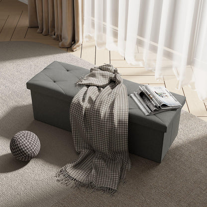 Large 43 Inch Long Folding Storage Ottoman,Deep Gray