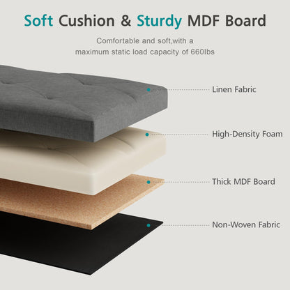 Large 43 Inch Long Folding Storage Ottoman,Deep Gray