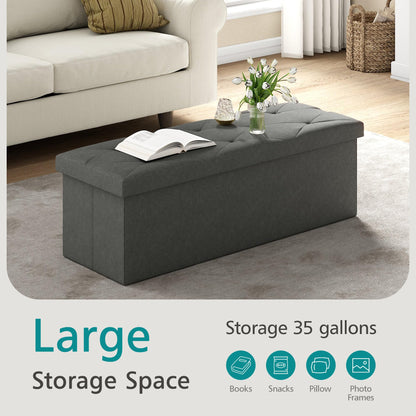 Large 43 Inch Long Folding Storage Ottoman,Deep Gray