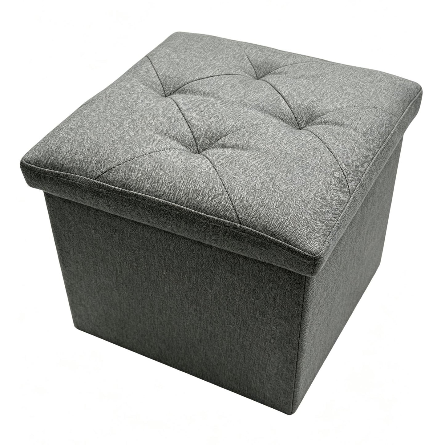 15" Gray Foldable Ottoman Storage Fabric Box