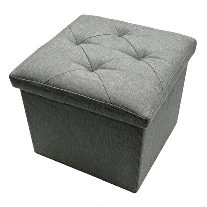 15" Gray Foldable Ottoman Storage Fabric Box