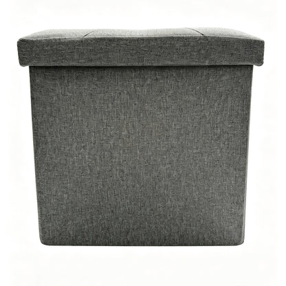 15" Gray Foldable Ottoman Storage Fabric Box