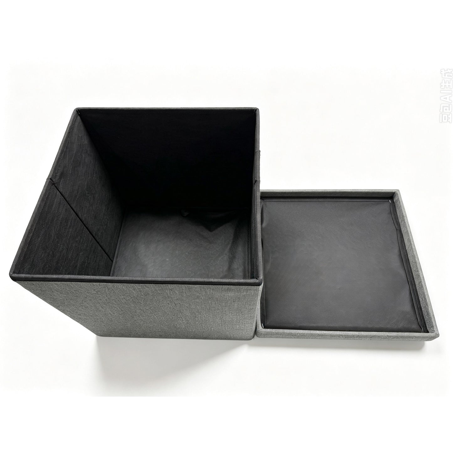 15" Gray Foldable Ottoman Storage Fabric Box
