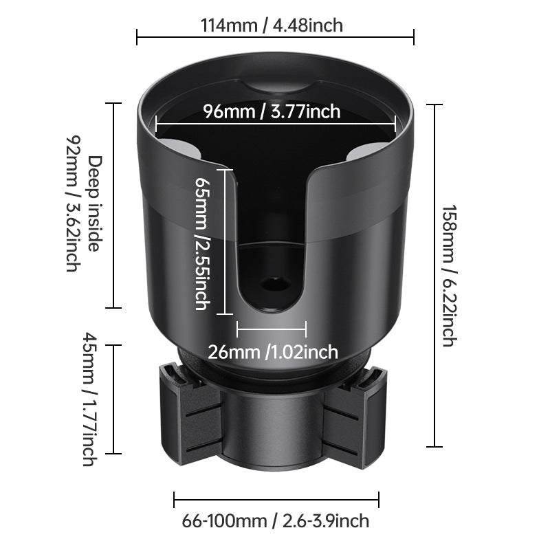Car Cup Holder Expander Fits Bottles in 3"-3.9" / 16-40oz