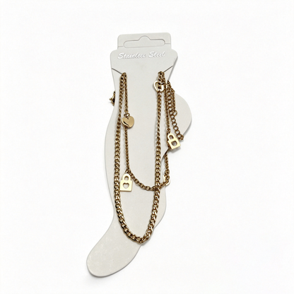 Heart & Lock Charm Anklet Gold Foot Chain for Women