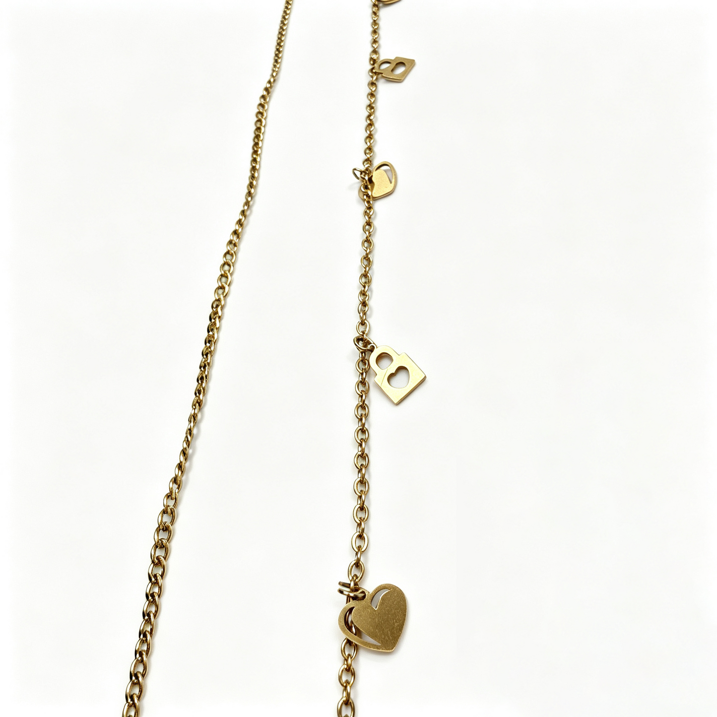 Heart & Lock Charm Anklet Gold Foot Chain for Women