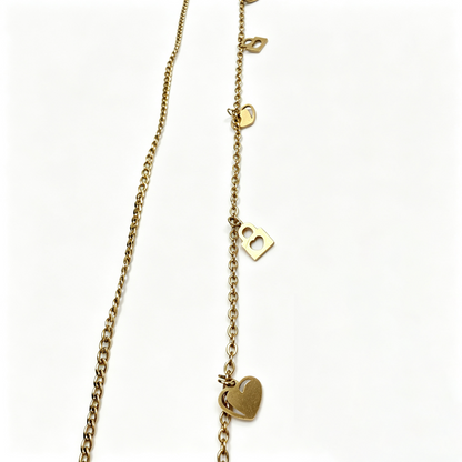 Heart & Lock Charm Anklet Gold Foot Chain for Women