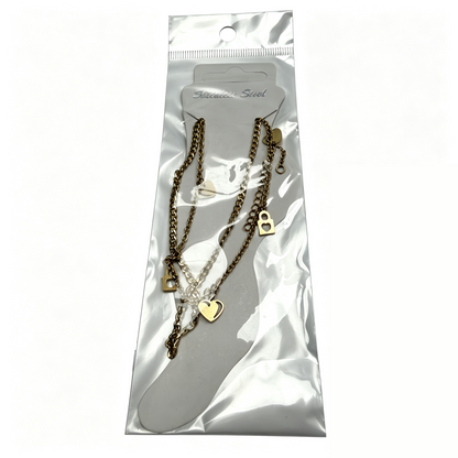 Heart & Lock Charm Anklet Gold Foot Chain for Women
