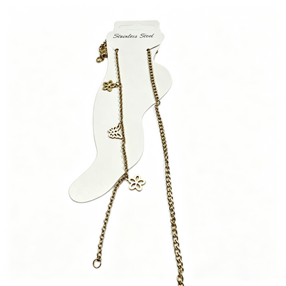 Butterfly & Flower Charm Anklet for Women