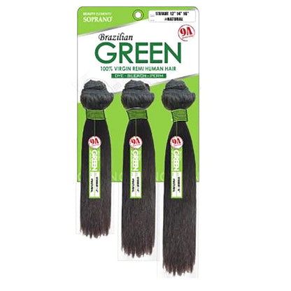 GREEN STRAIGHT SOPRANO Brazilian (9A) Virgin Remi Hair Bundle - Beauty Elements NATURAL