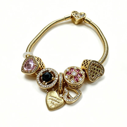Gold-Tone Bracelet with Heart Charms