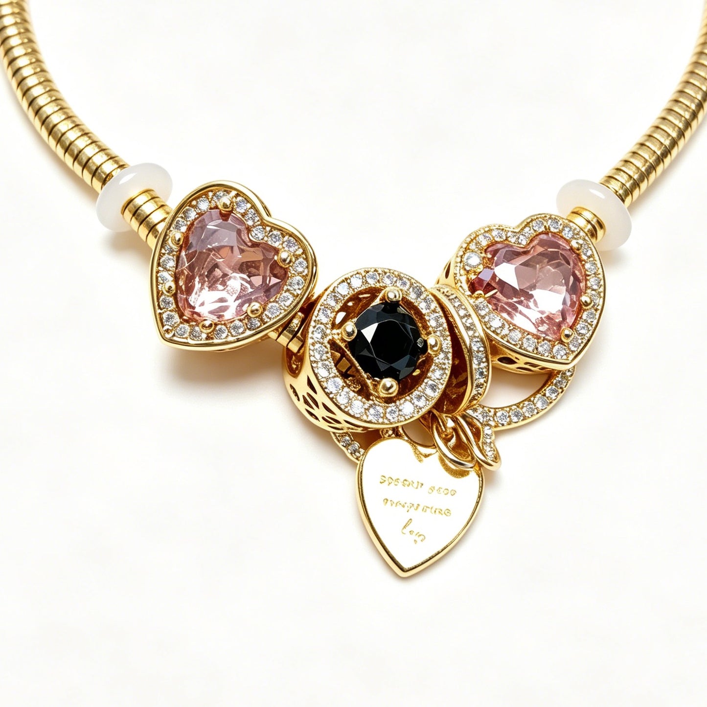 Gold-Tone Bracelet with Heart Charms