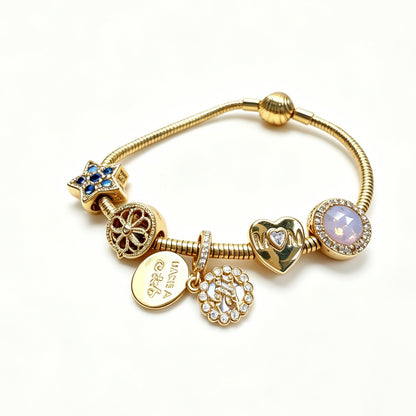 Gold-Tone Bracelet with Star & Mom Charms