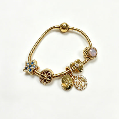 Gold-Tone Bracelet with Star & Mom Charms