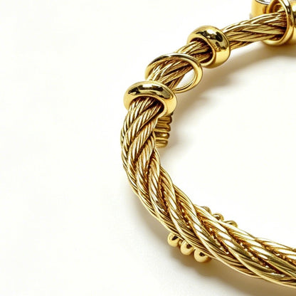 Gold-Tone Bracelet with White Clover Charms