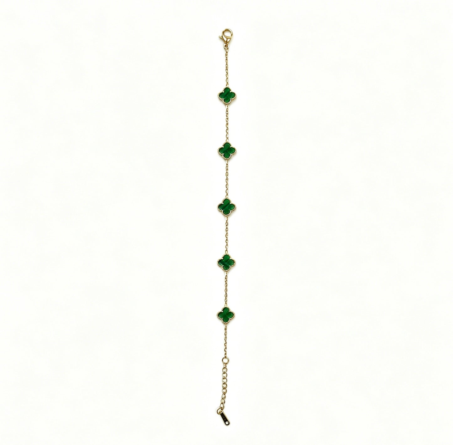 Gold-Tone Clover Necklace with Green Charms