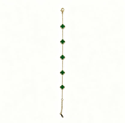 Gold-Tone Clover Necklace with Green Charms