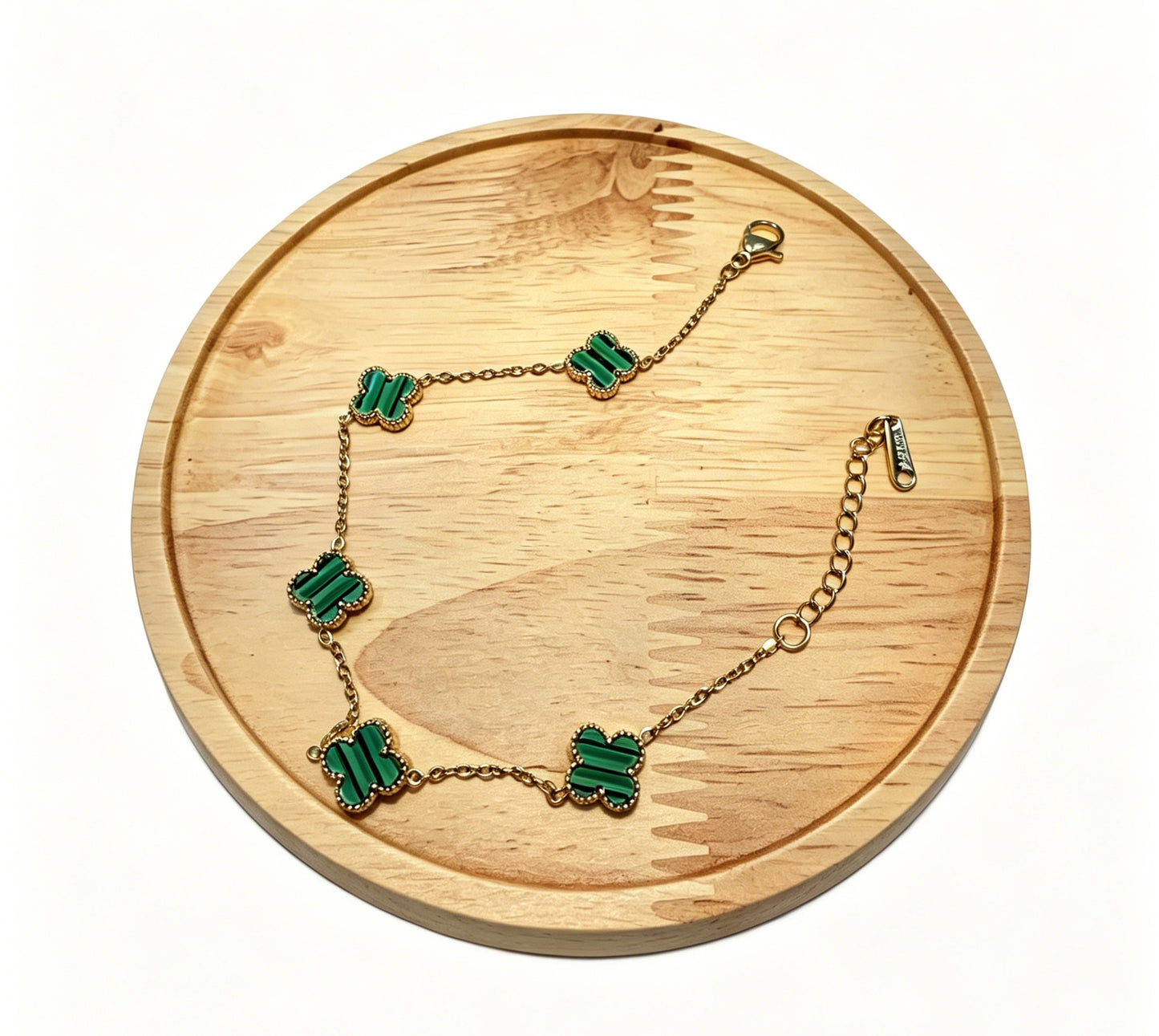 Gold-Tone Clover Necklace with Green Charms